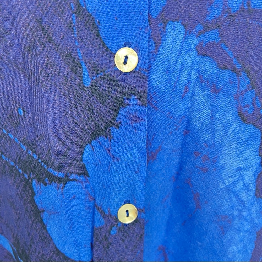 MNG MANGO Blue Abstract Print Trio Button-Up Shirt Women’s 8 - Picture 5 of 6